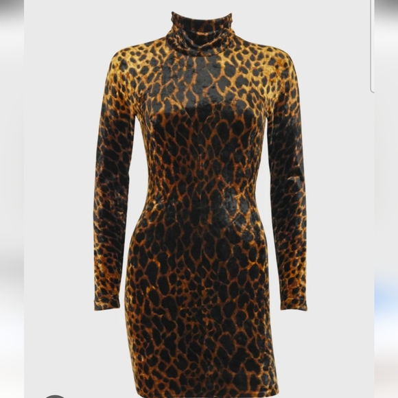 Gianni Versace Couture Vintage Leopard Print Velvet Dress - Picture 2 of 10